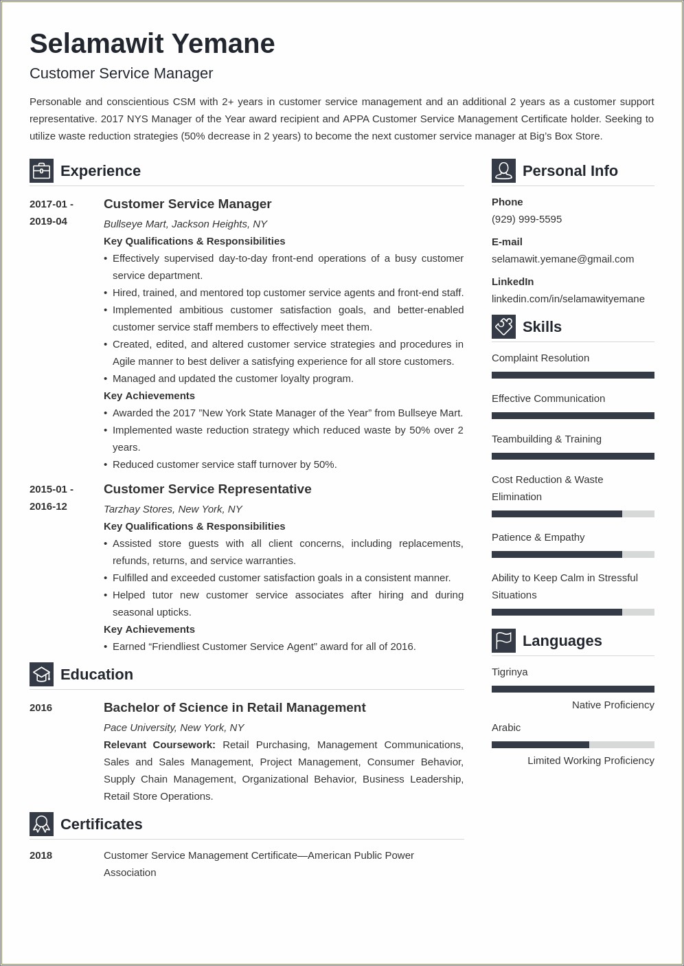 Supervisor Resumes Examples For Customer Service