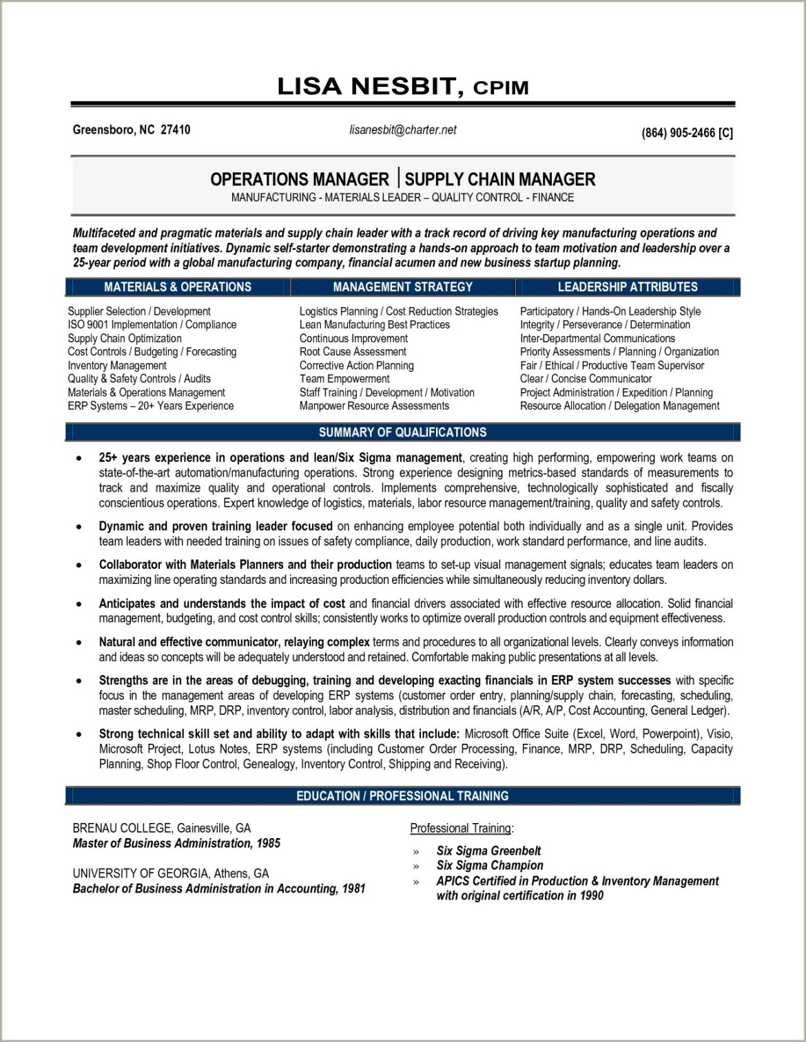 Supply Chain Management On A Resume