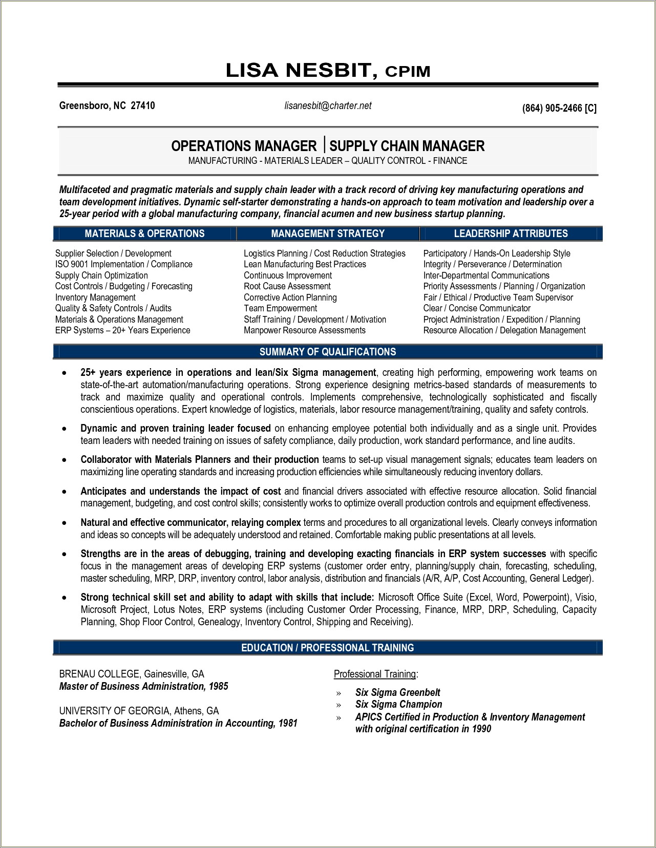 Supply Chain Management On A Resume