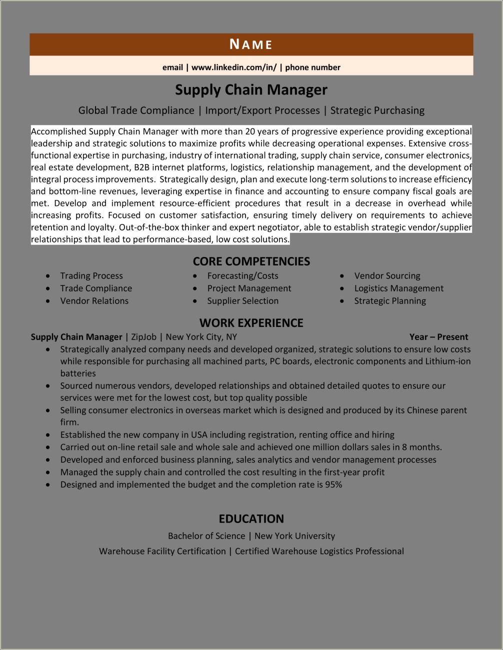 Supply Chain Manager Resume Examples Livecareer