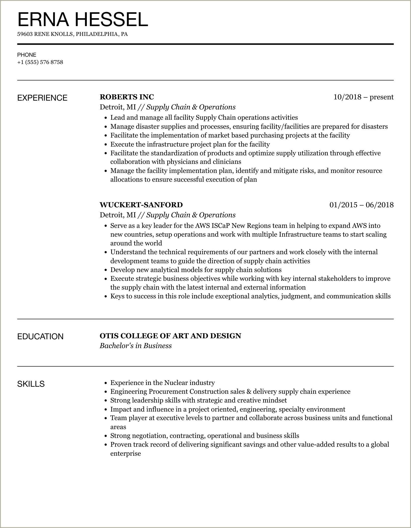 Supply Chain Skills To List On Resume