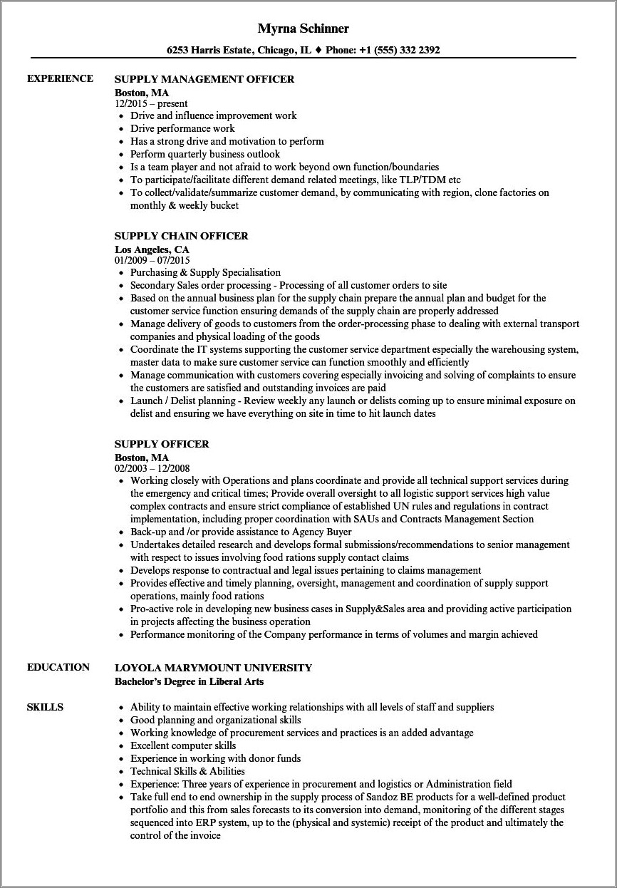 Supply Clerk Job Description For Resume