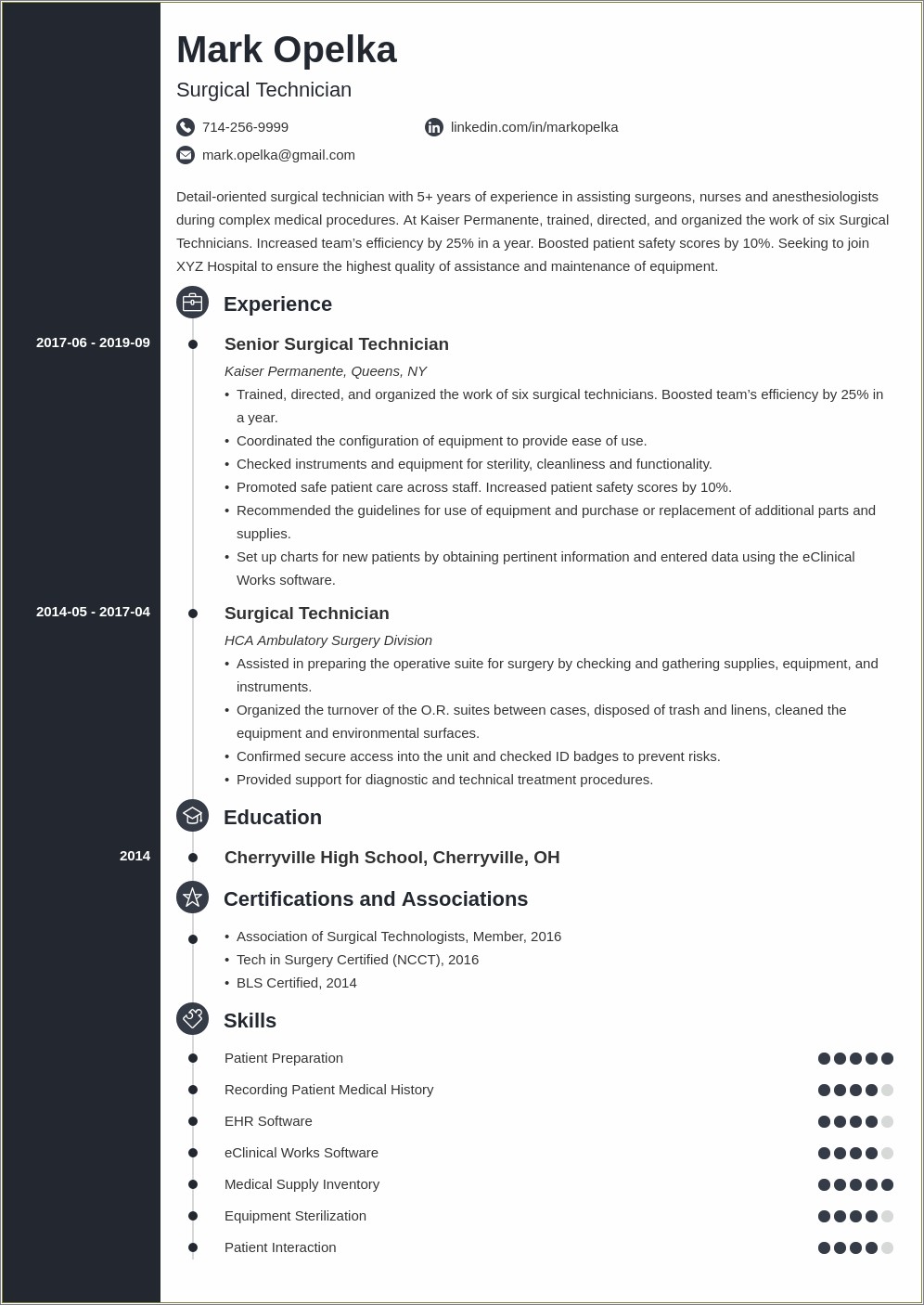 Surgical Tech Work Experience On Resume