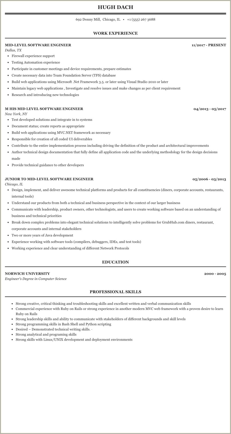 Swe Intern Resume Without Work Experience