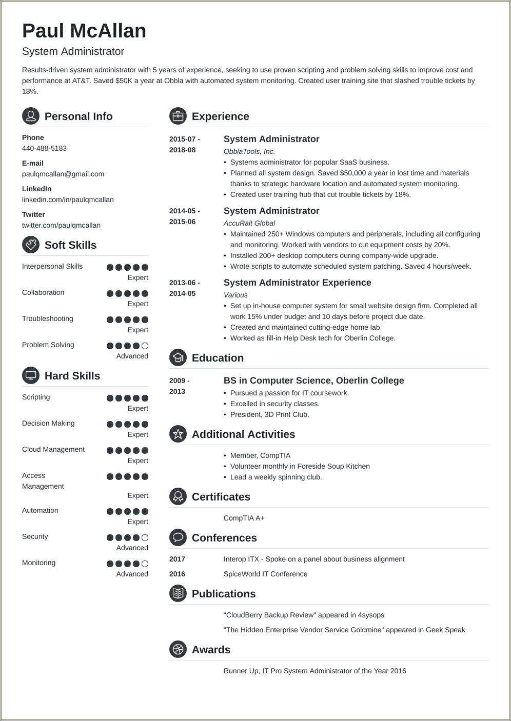 System Administrator Resume 15 Years Experience