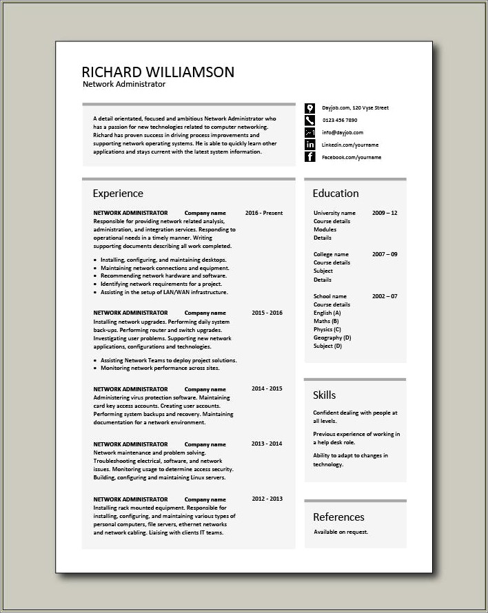 System Administrator Sample Resume 2 Years Experience