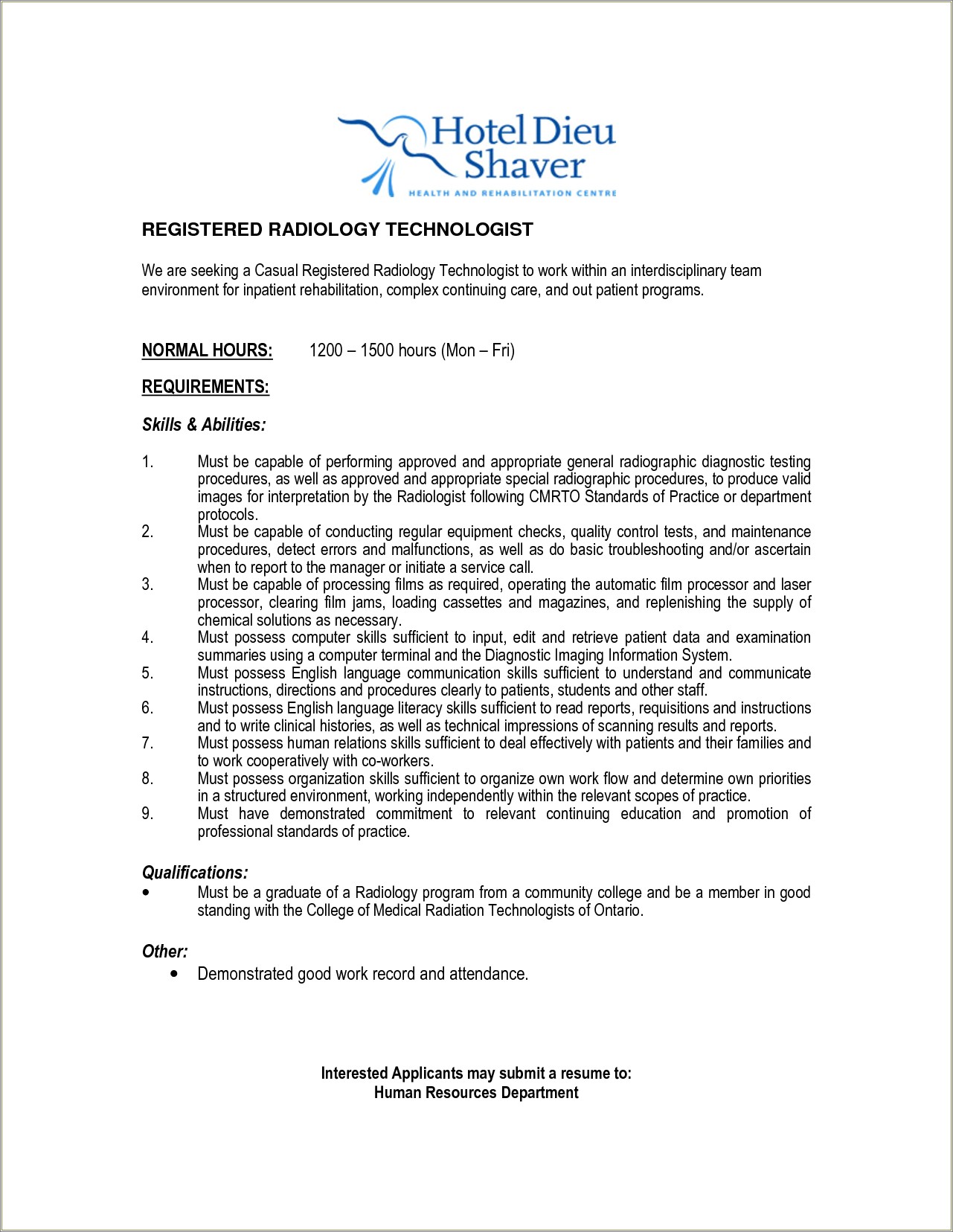 System Skills On Resume For Radiologic Technologist