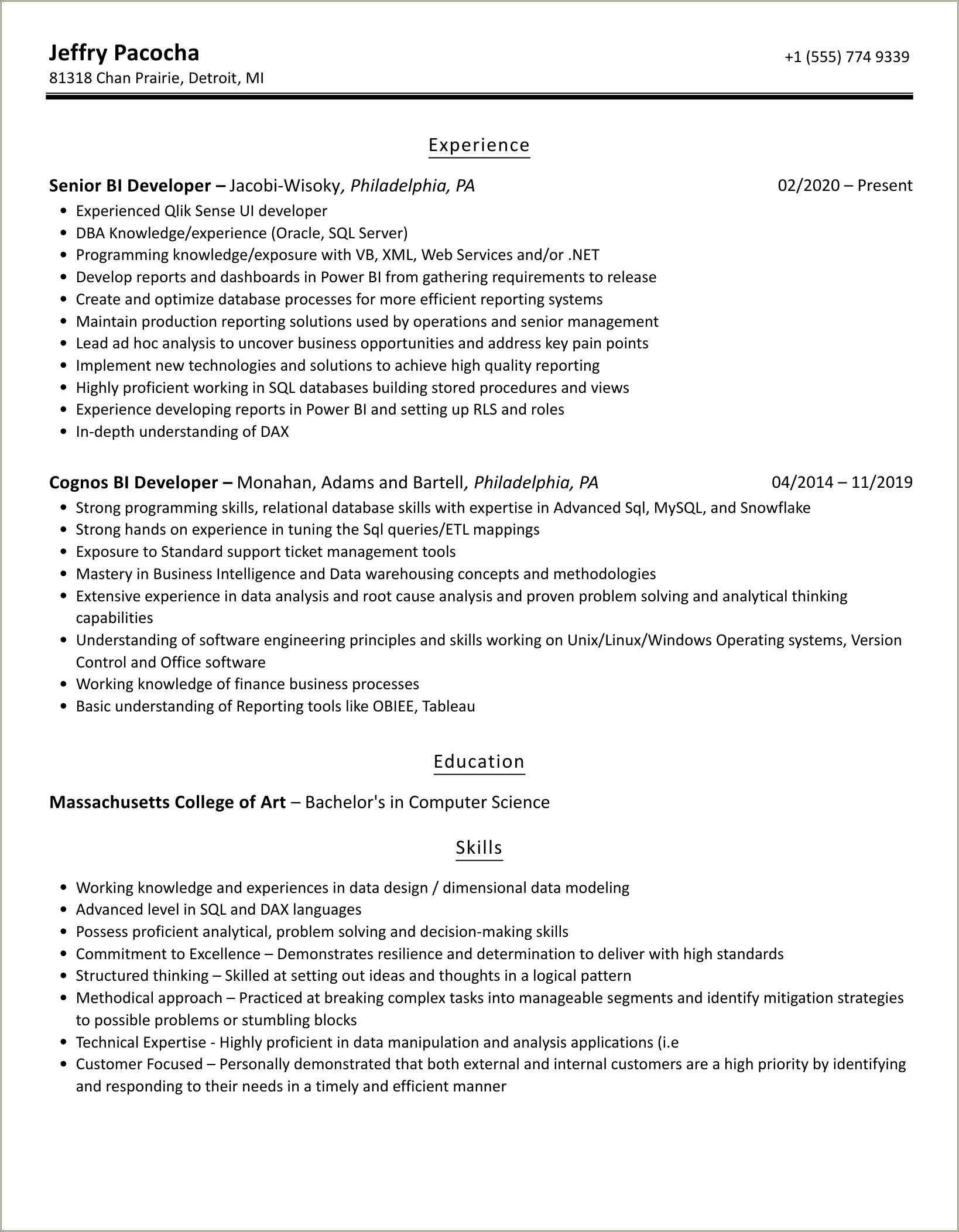 Tabular Model With Dax Sample Resume