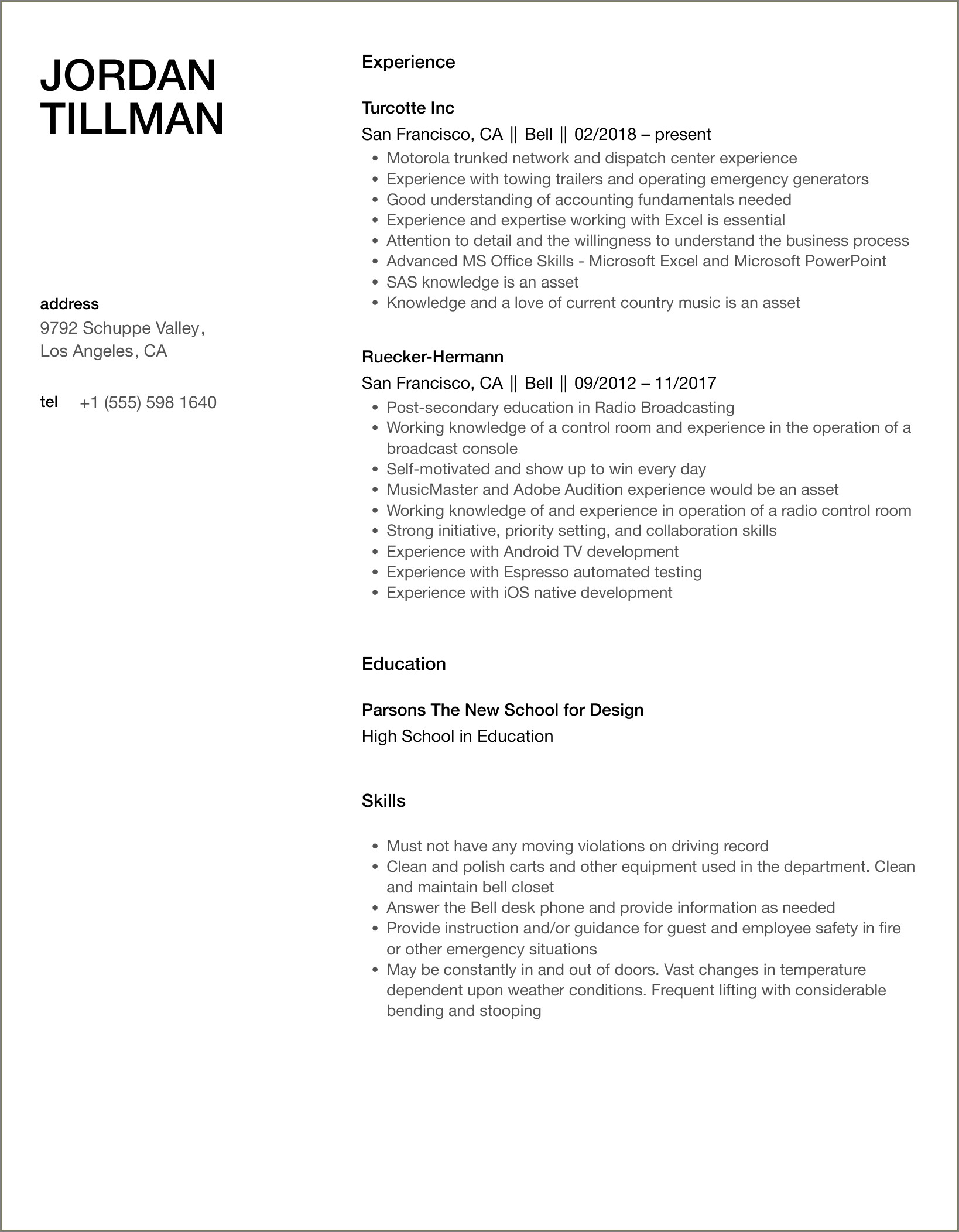 Taco Bell Team Member Job Description For Resume