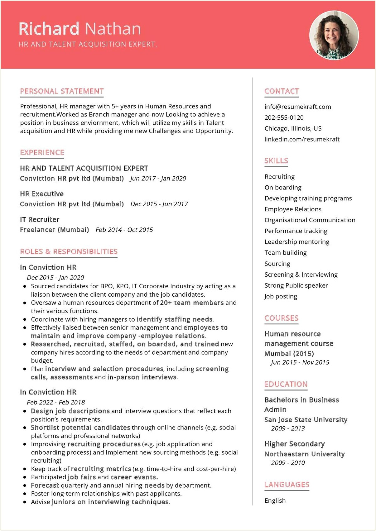 Talent Acquision Manager And Employee Relations Resume