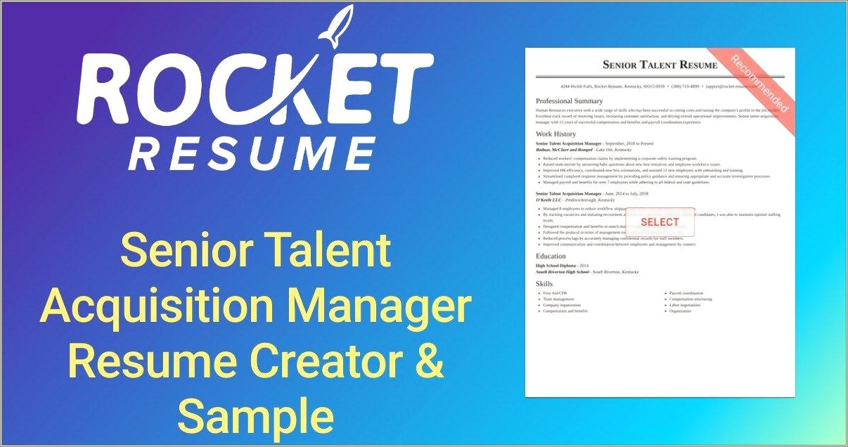 Talent Acquisition Manager Resume With Accomplishments