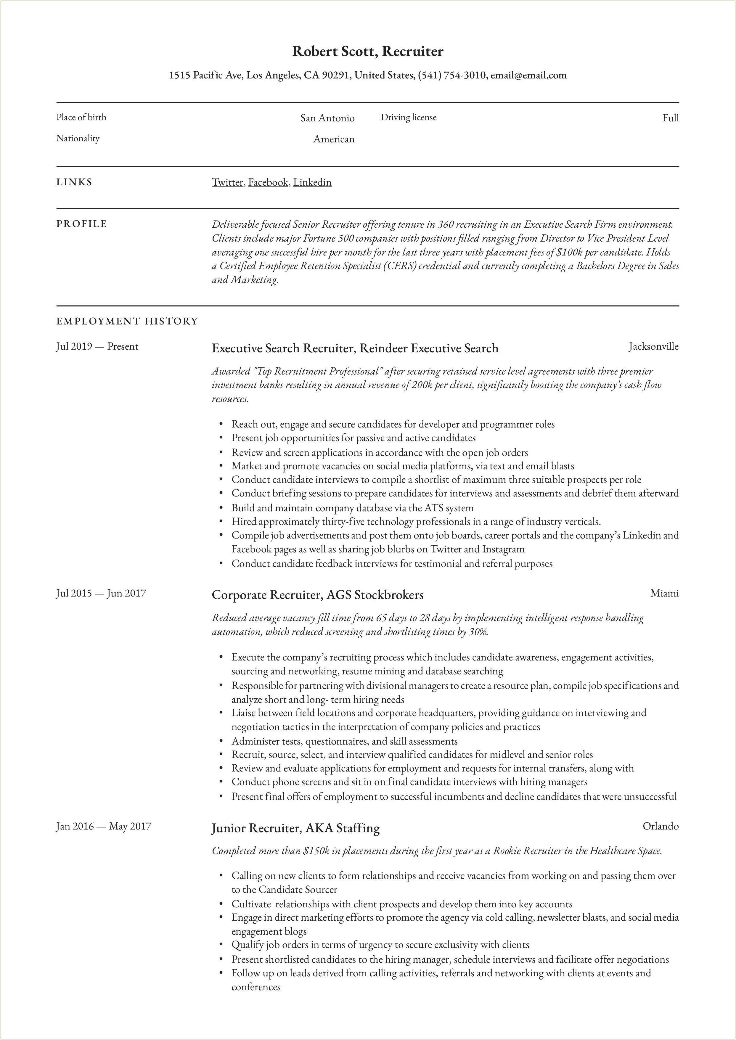 Talent Acquisition Specialist Action Words For Resume