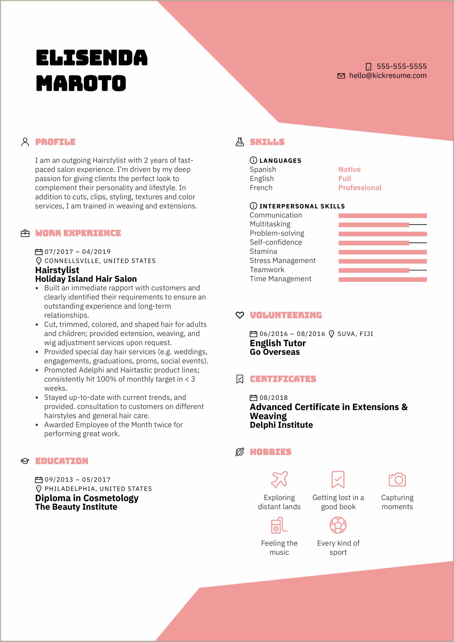 Tanning Salon Job Title For Resume