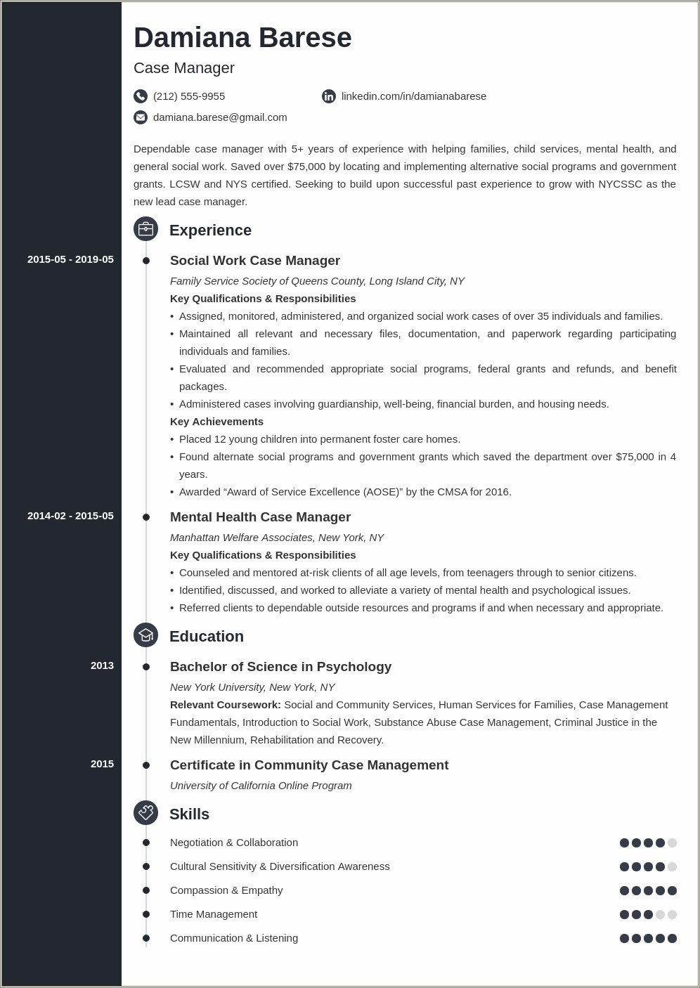 Targetd Case Manger Profile Resume Example