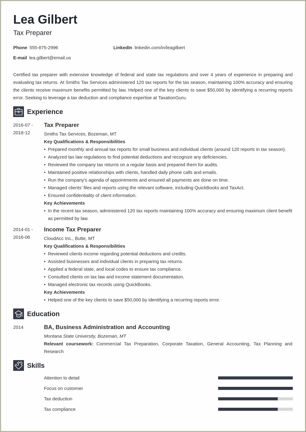 Tax Associate Job Duties For Resume