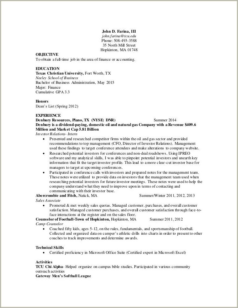 Tcu Neeley School Of Business Resume