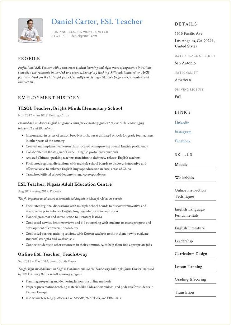 Teacher Resume Do You Put License Number