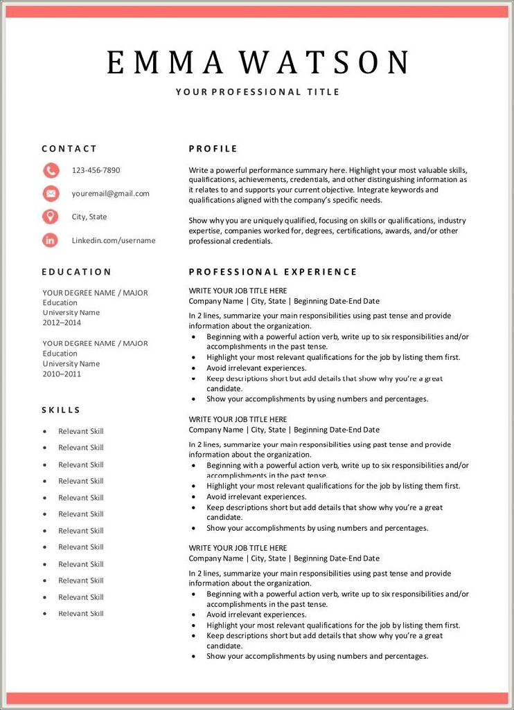 Teacher Resume Templates Free Online Download