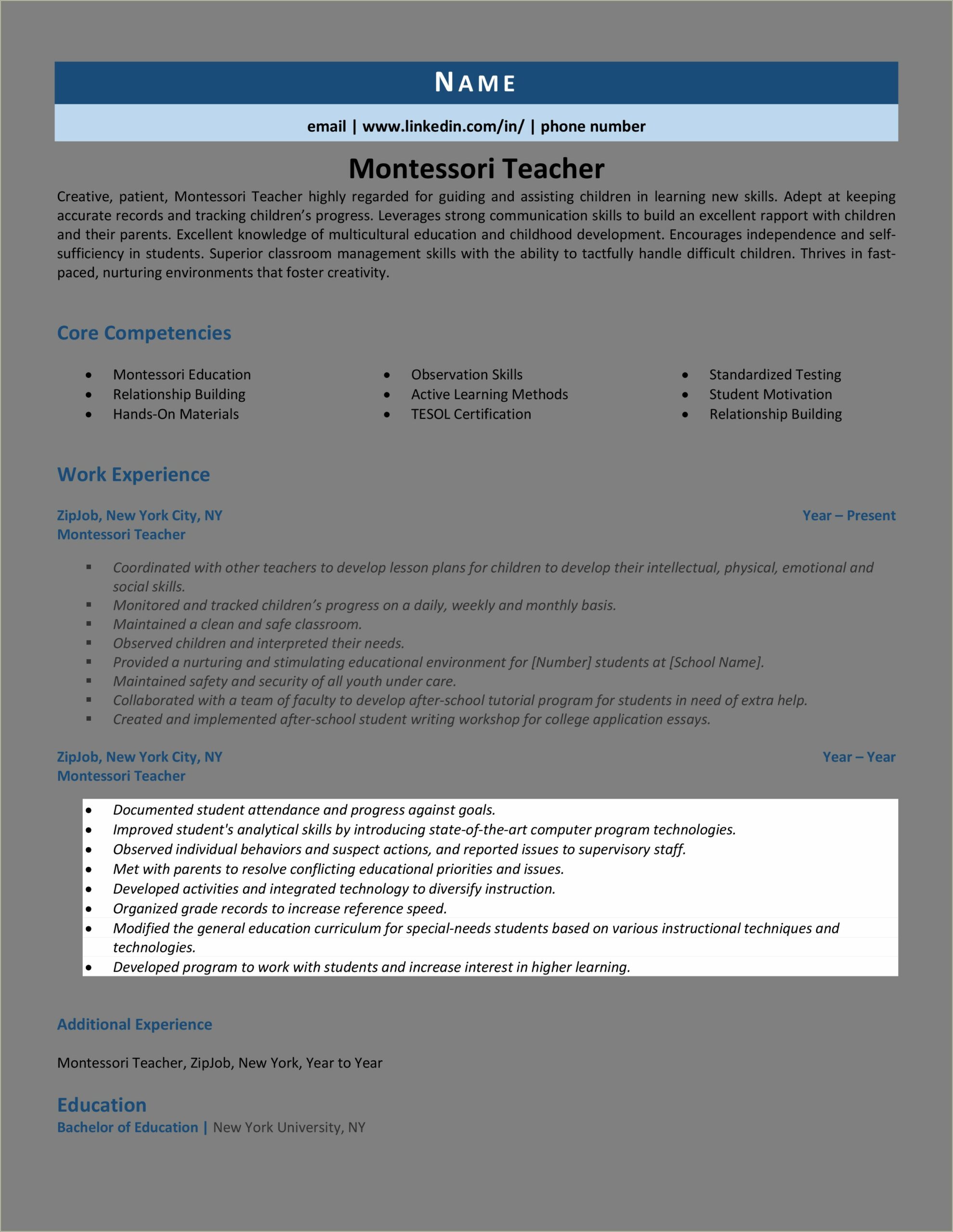 Teacher Skills For Other Jobs On Resume