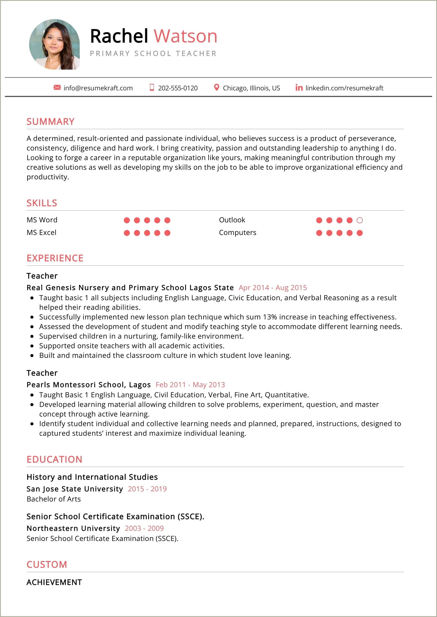 Teaching Is My Passion Resume Template