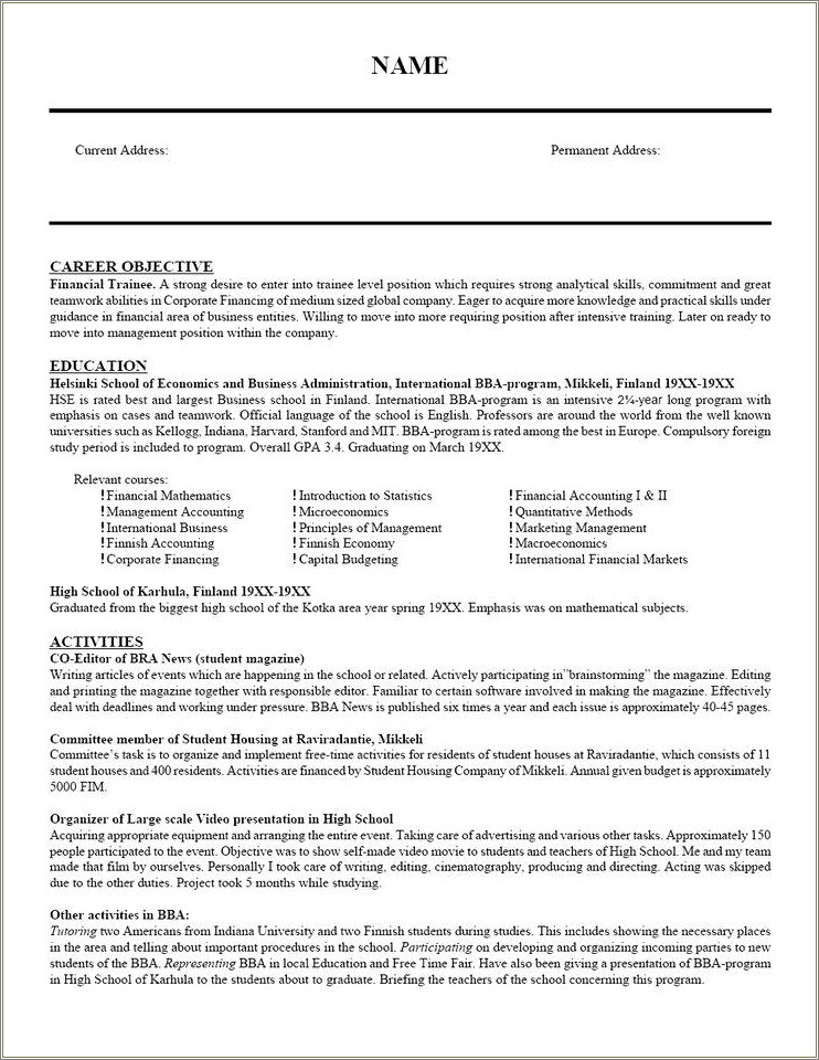 Teaching Resume Example For Career Switcher