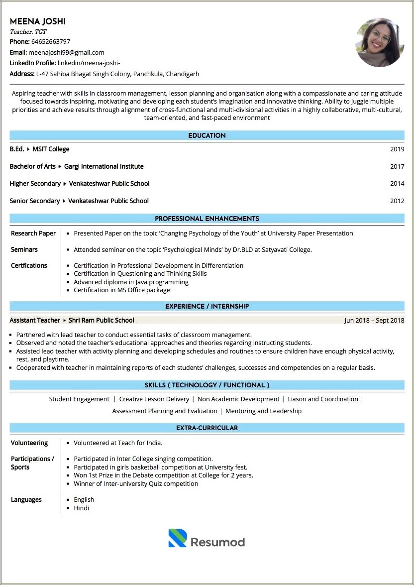 Teaching Skills And Abilities In Resume