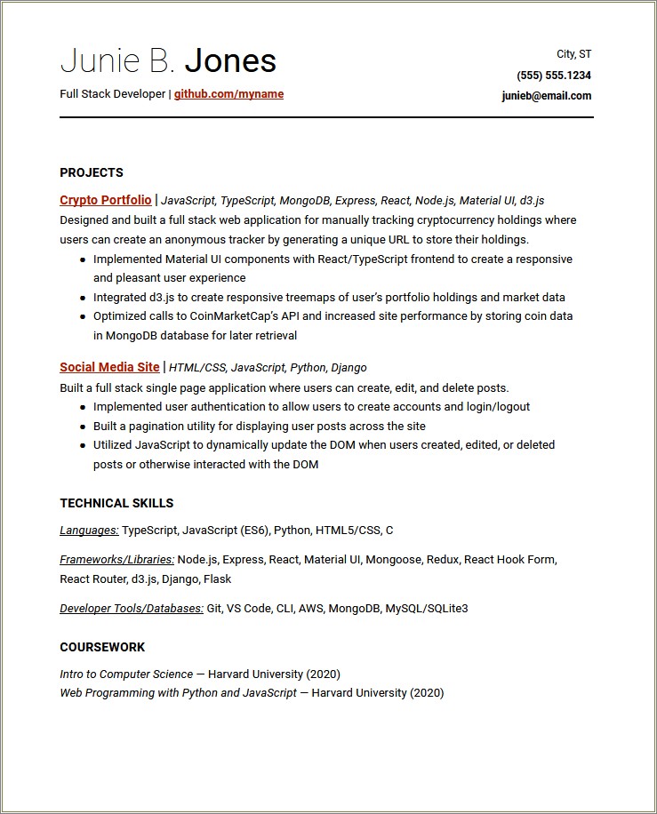 Tech Resume Does Jobs Or Projects Come First