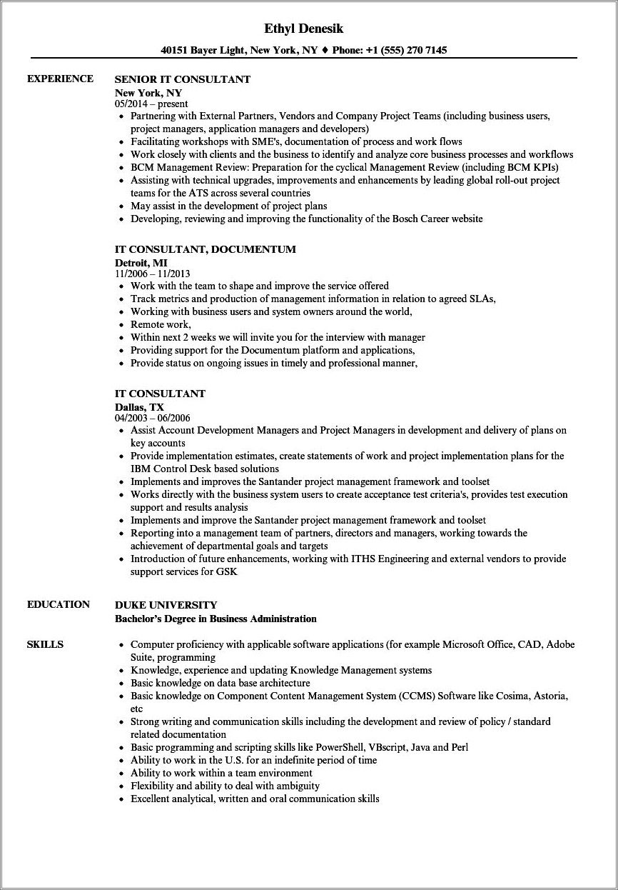 Technical Consulting Skills To List In Resume