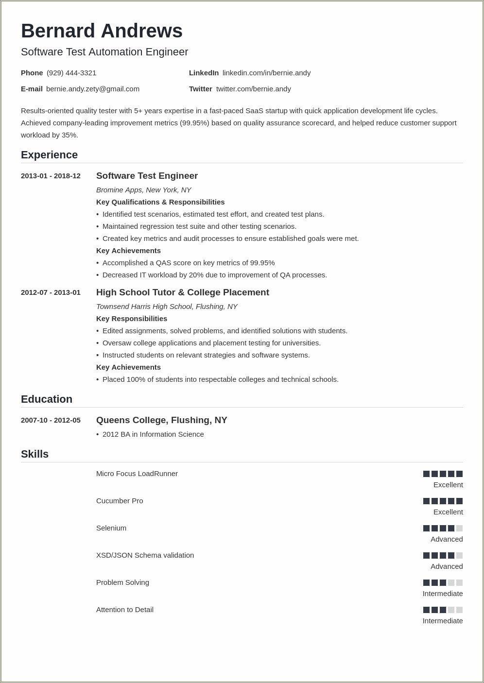 Technical Skills Engineering Resume Cucumber