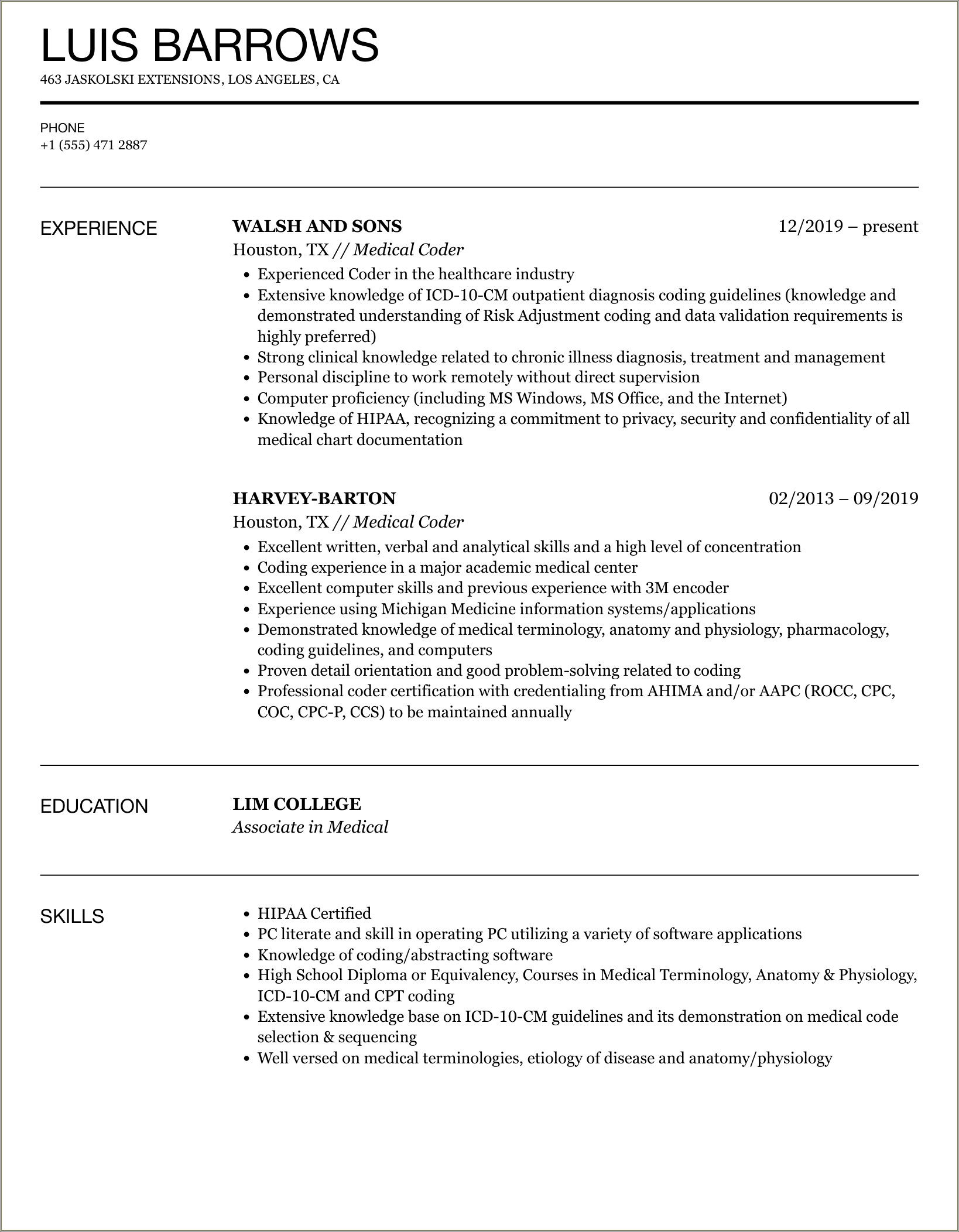 Technical Skills For Medical Billing And Coding Resume