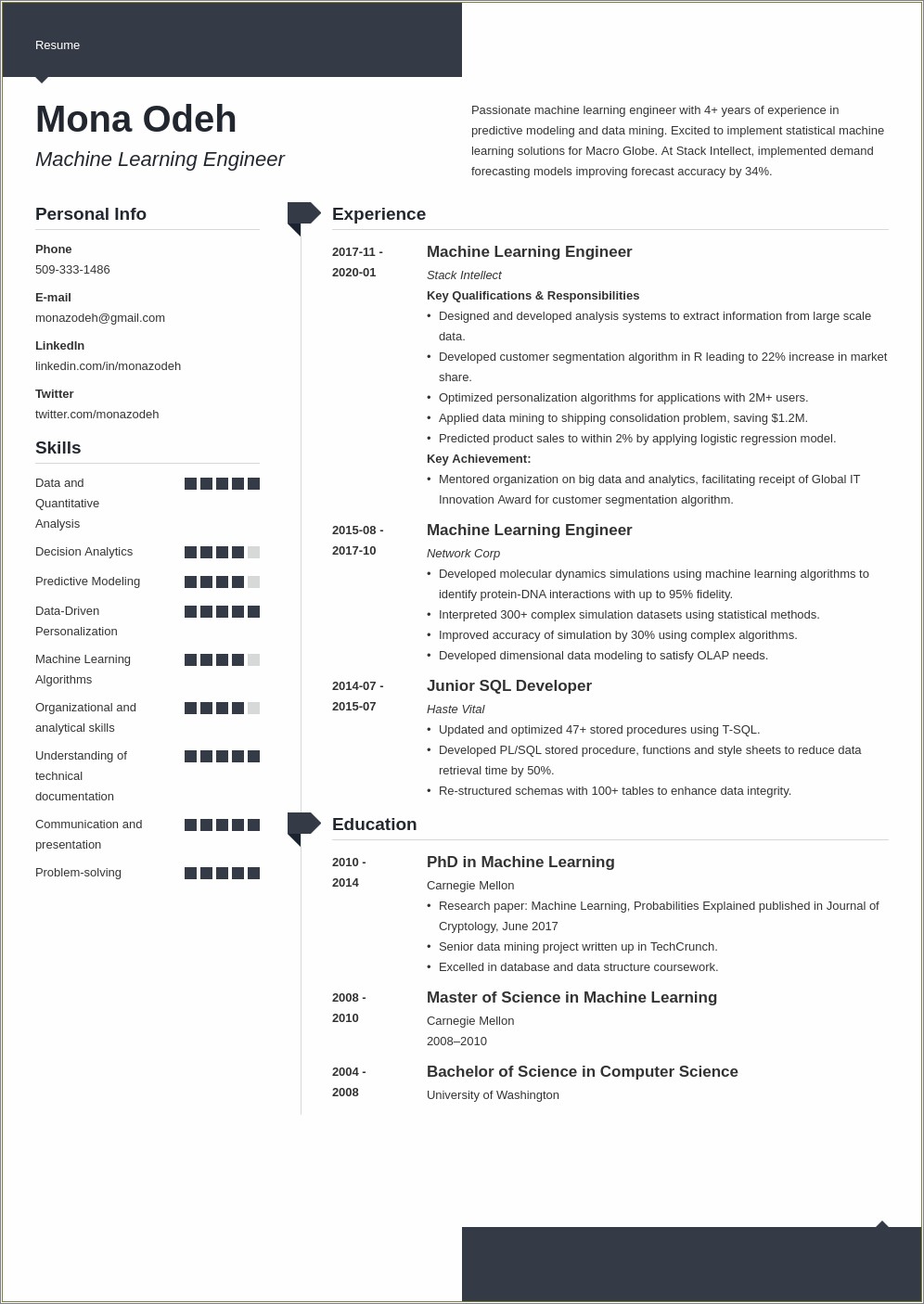 Technical Skills For Resume Machine Learning