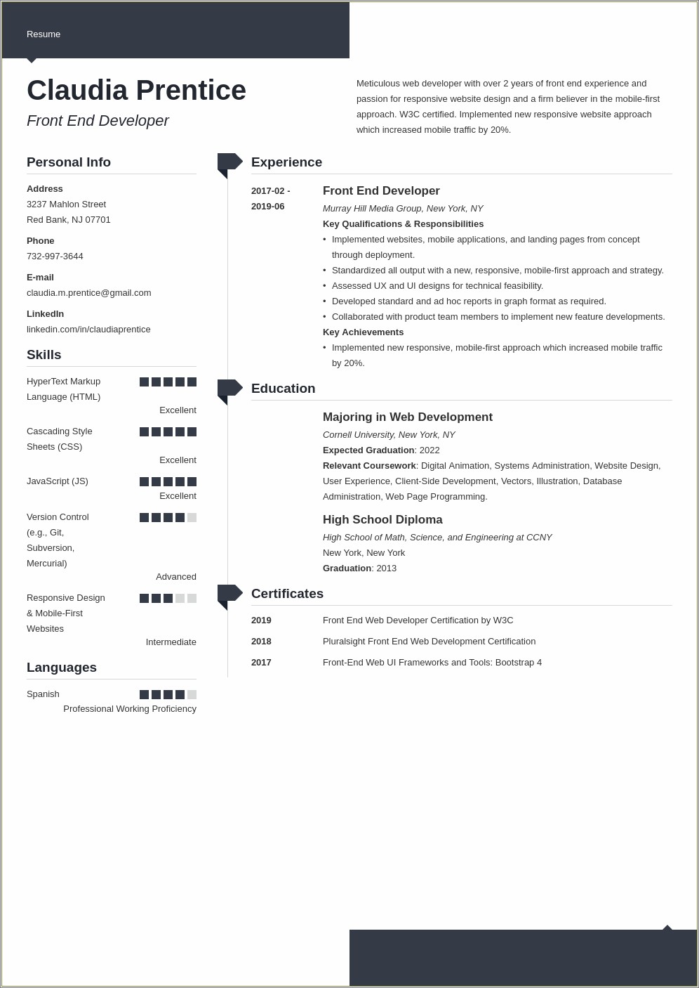 Technical Skills For Resume Of Front End Developer