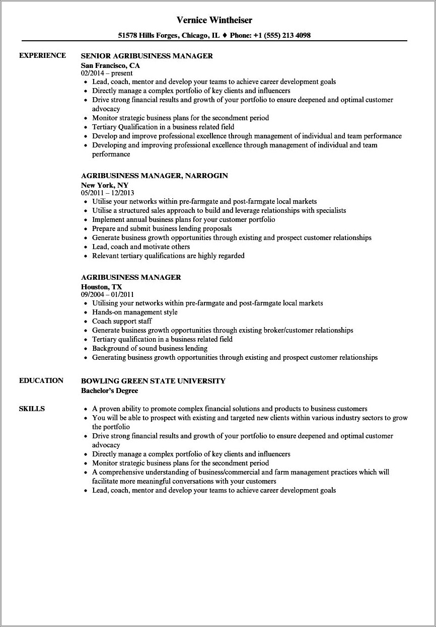 Technical Skills In Resume For Agriculture