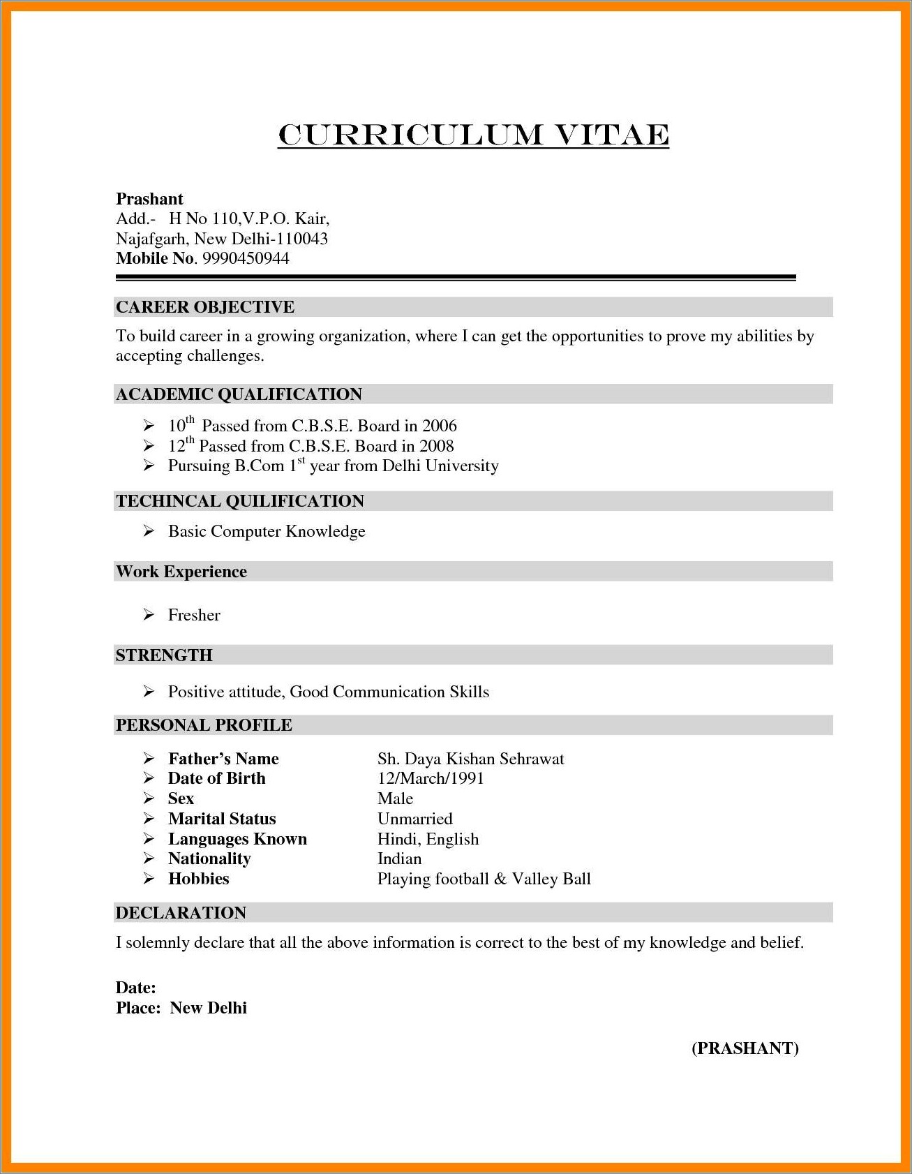 Technical Skills In Resume For Mba Freshers