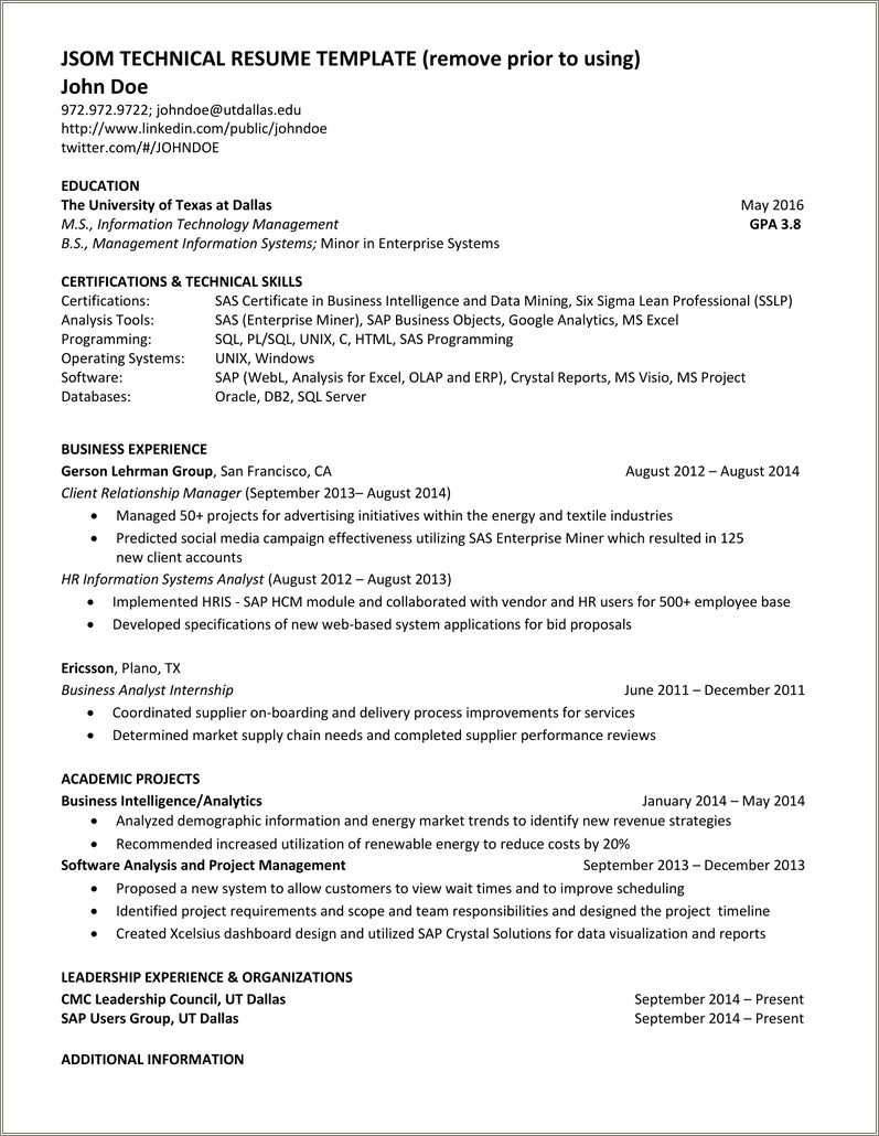 Technical Skills On Resume Sample Information Technology