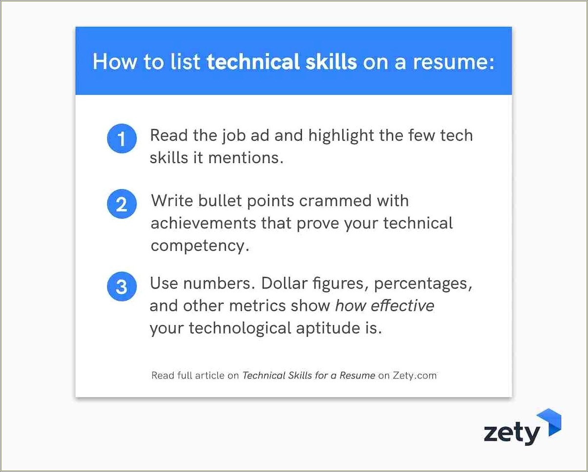 Technical Skills Or Technologies On Resume