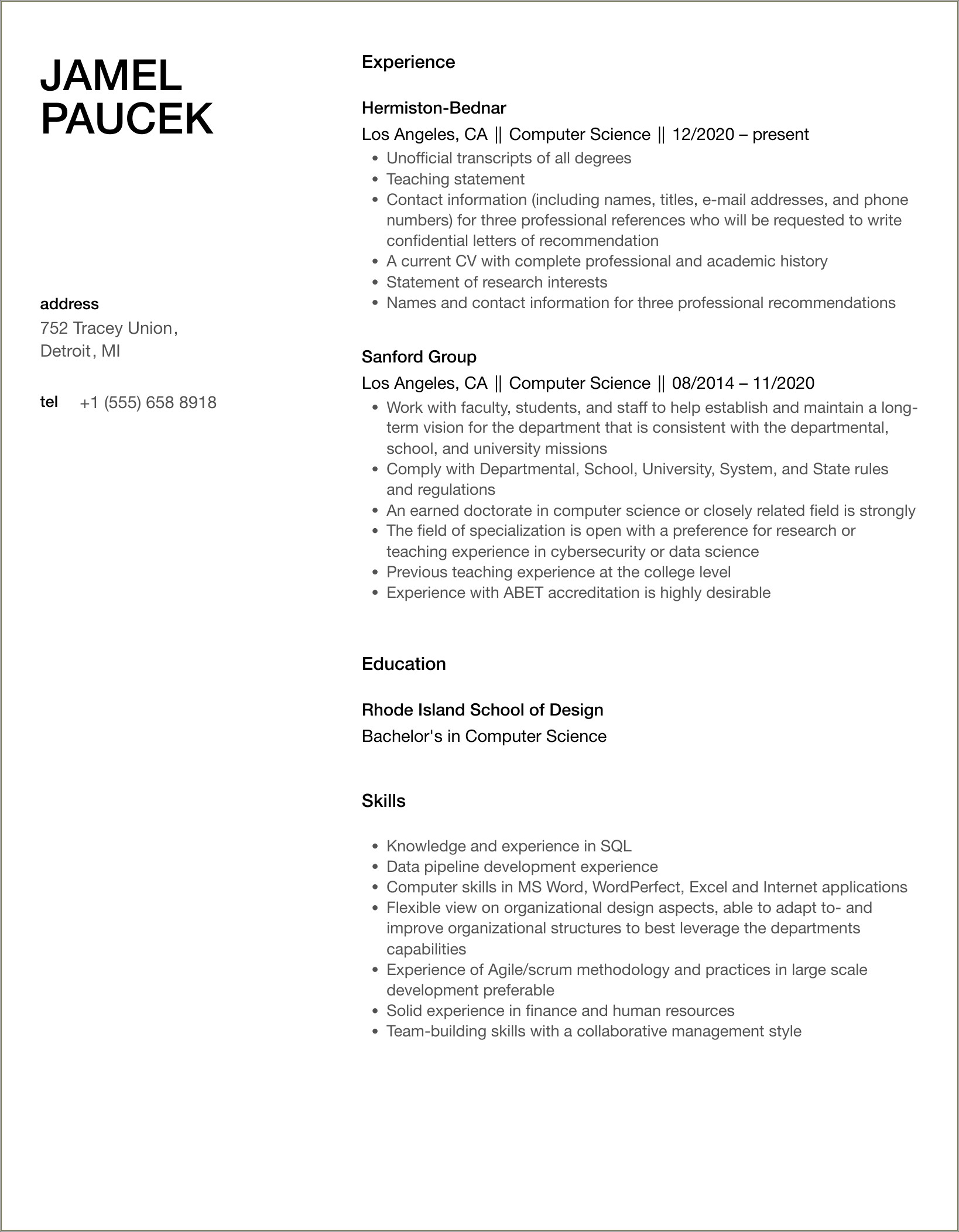 Technical Skills To Put On Resume Computer Science