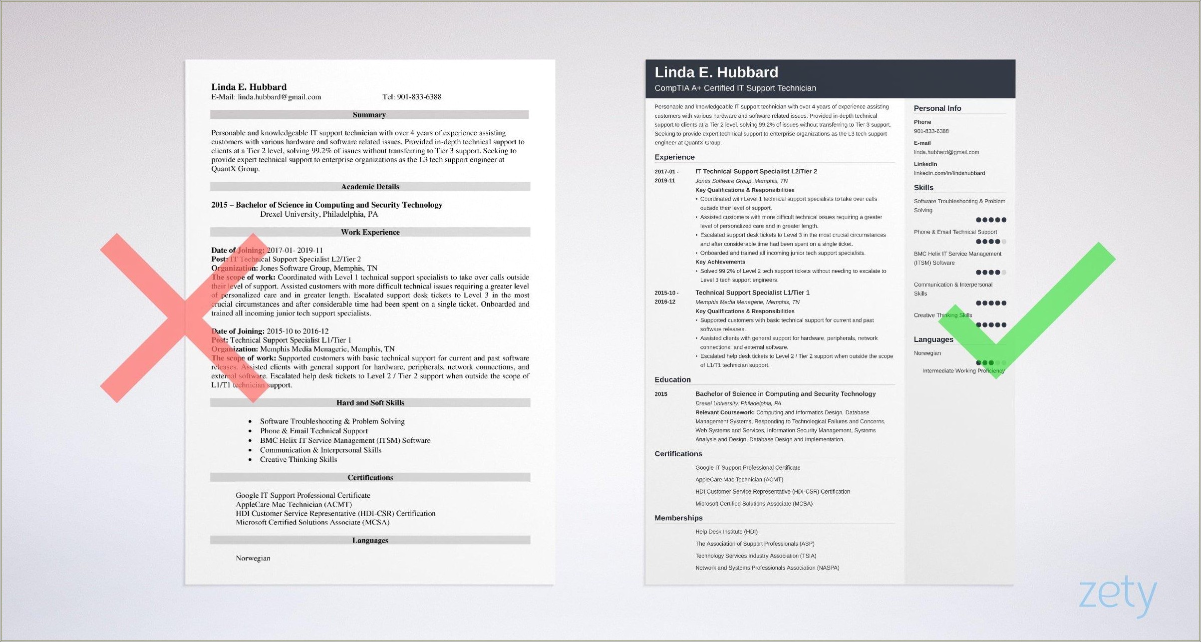 Technical Support Analyst Sample Resume