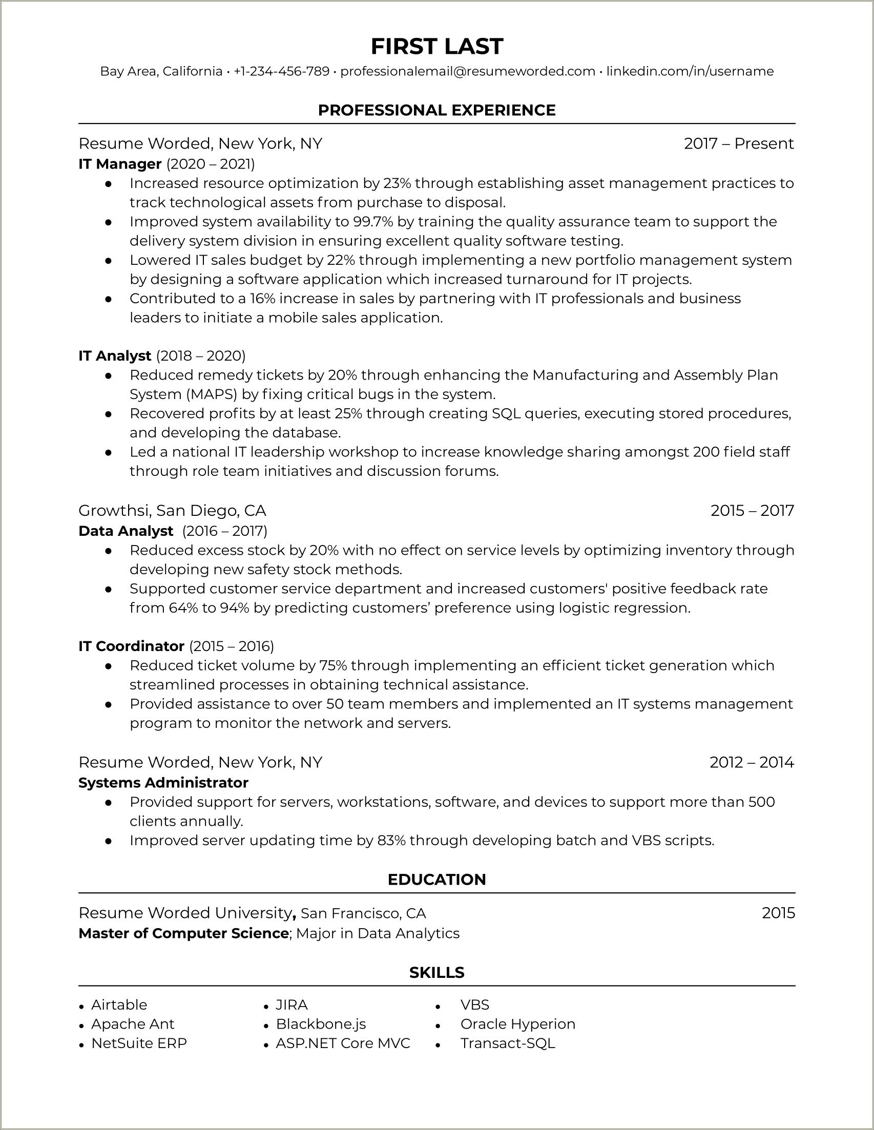 Technical Support Manager Resume Examples 2018