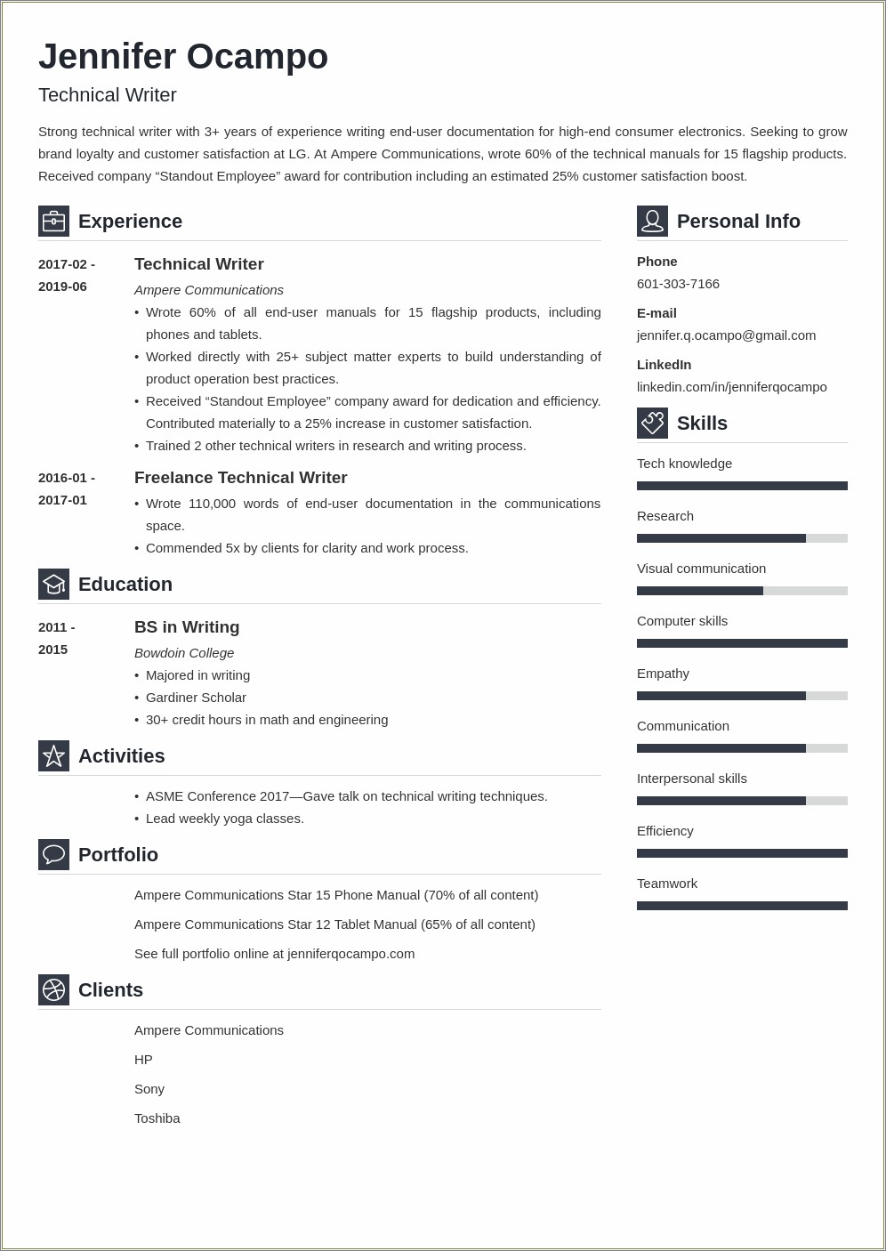 Technical Writer Resume Sample For Fresher