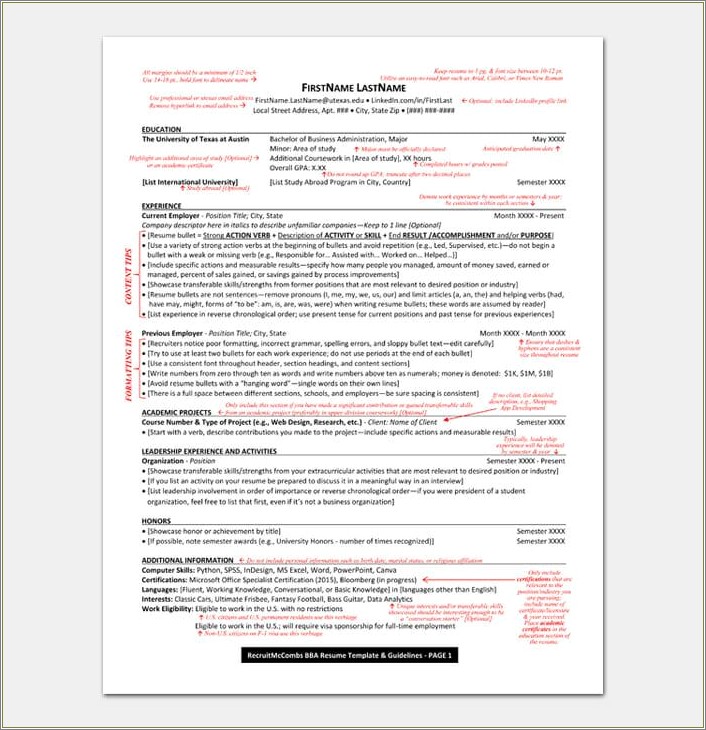 Template For A College Application Resume