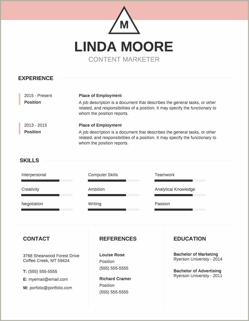 Template For A Skills Based Resume