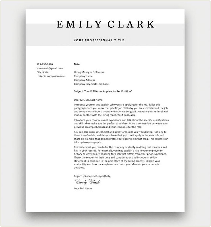 Template For Cover Page For Resume