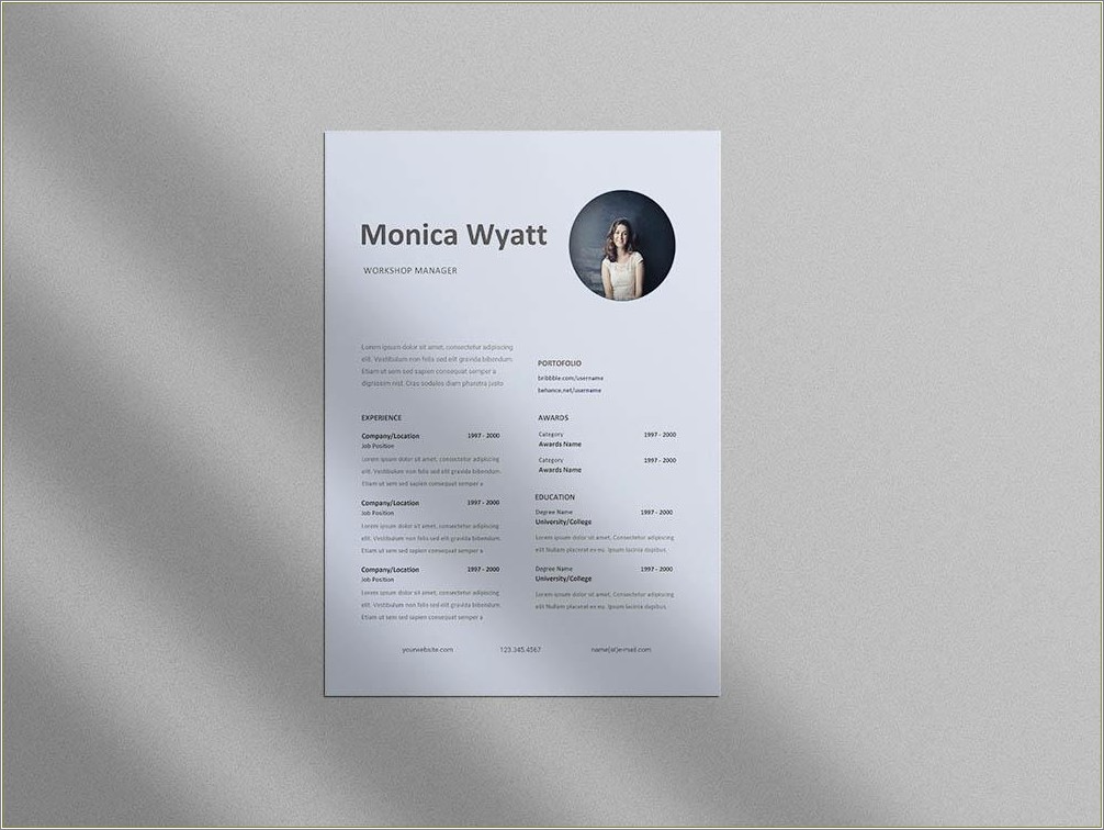 Template For Resume For Manager Free