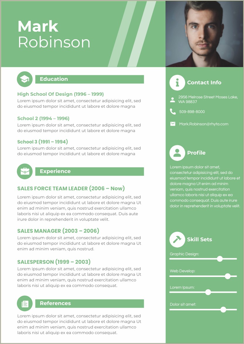 Templated For Reference Layout For Resume