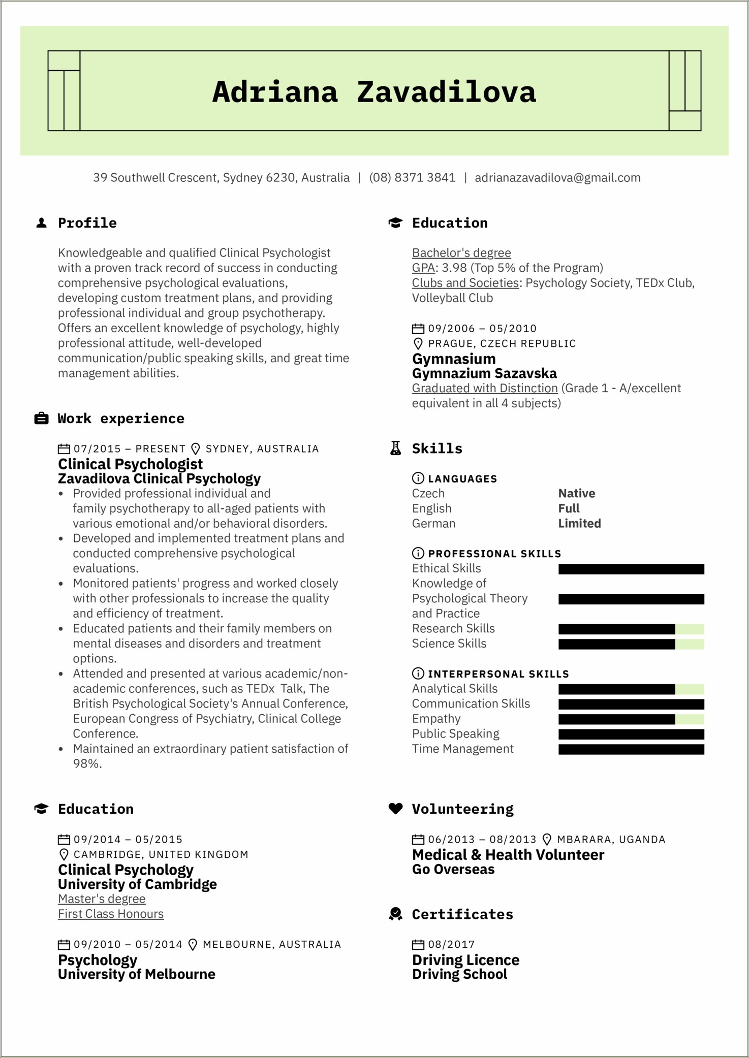 Templates For Job Resumes In Clinically Licensed Sw