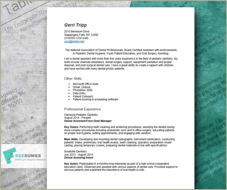 Temporary Dental Assistant Job Description For Resume