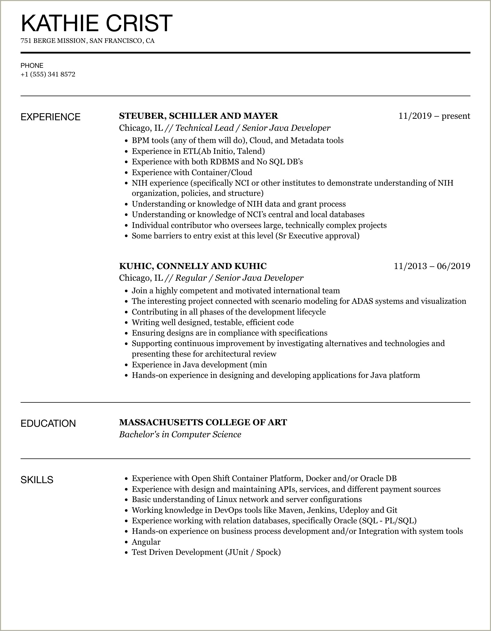 Test Driven Development Experience In Resume