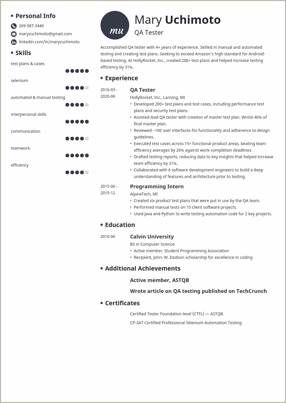 Testing Resume Sample For 5 Years Experience