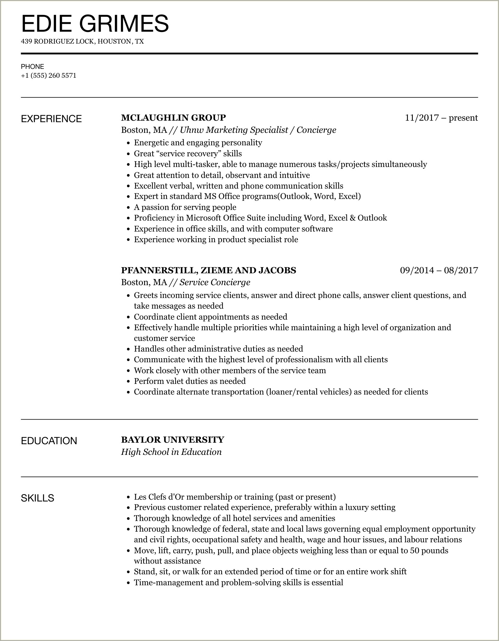 Texas Barber Job Description For Resume